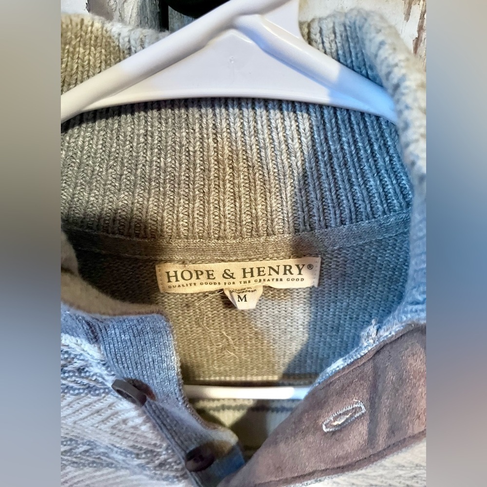 Hope & Henry sweater gray & white with Elbow Patches size medium boys - Picture 2 of 5